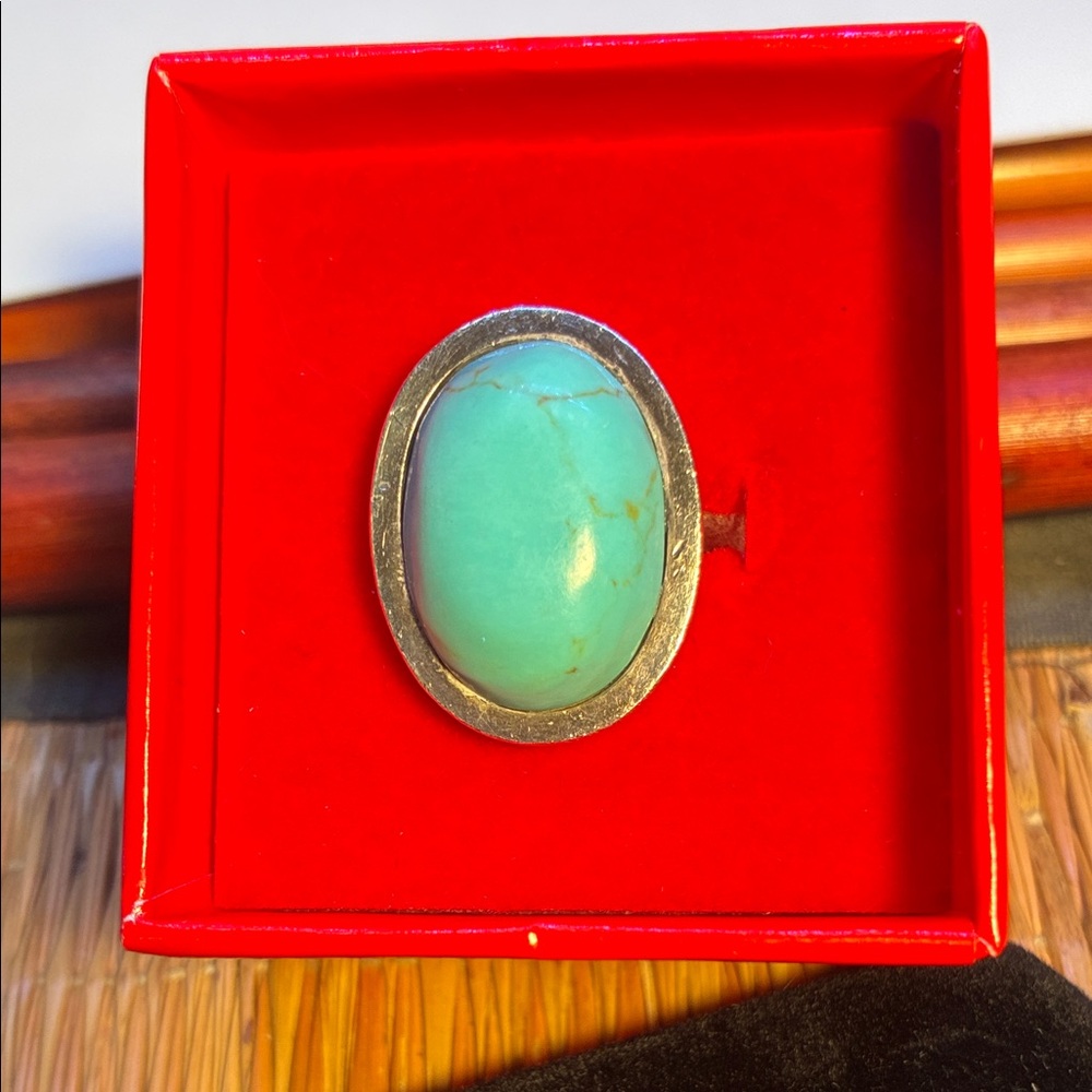 Casually Elegant .925 Silver and Large Oval Turquoise Ring